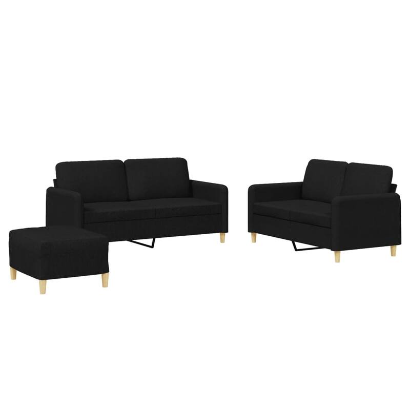 vidaXL Sofa Set Black Fabric (100% polyester), metal, textilene, plywood - 30.3 x 62.2 x 31.5 in