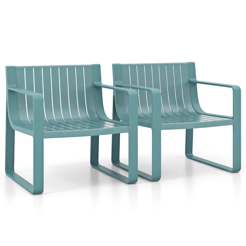 Costway Patio Chairs Set of 2/4 Weather-resistant Plastic Outdoor - 2 PCS