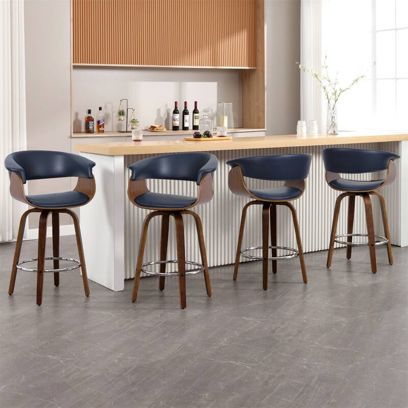 Modern Swivel Bar Stools Upholstered Counter Height Stools, Set of 2