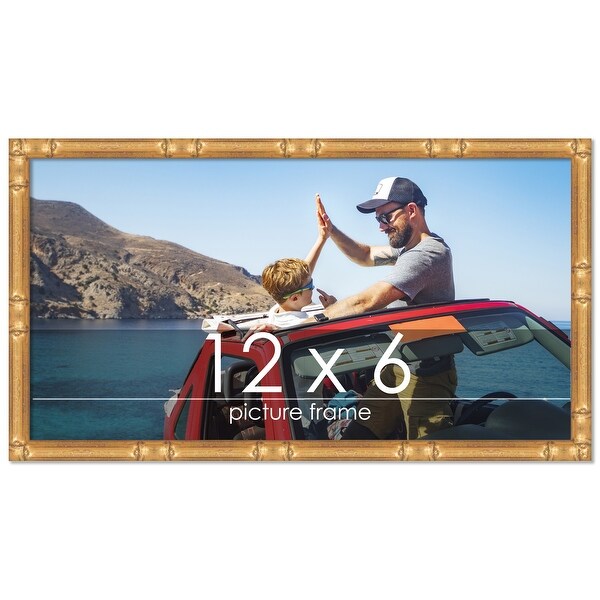 12x6 Frame Gold Bamboo Solid Wood Picture Frame with UV Acrylic