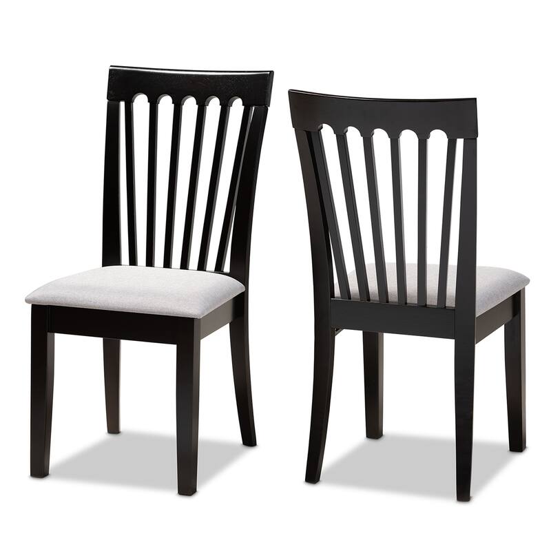 Modern 7-Piece Dining Set - Gray Fabric & Espresso Wood Table & Chairs