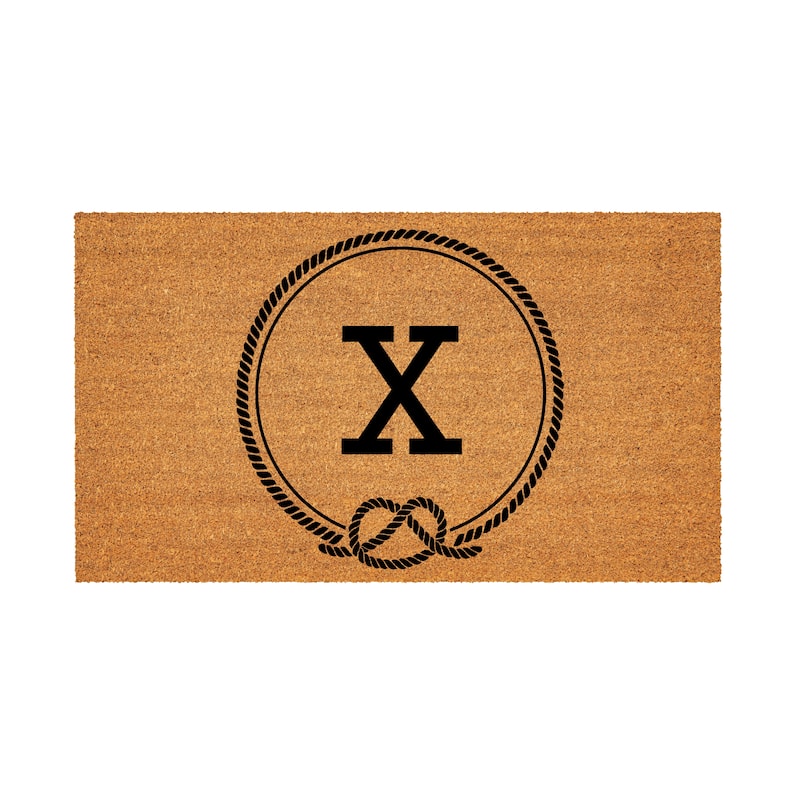 Coastal Coir Mat Nautical Monogram 28"x16" - Letter X