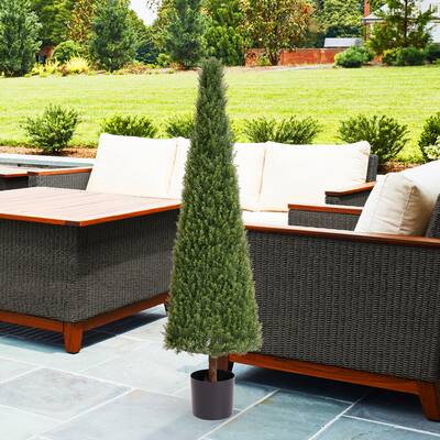 GDFStudio - Thalor Conical Topiary Tree Artificial Cedar UV Resistant Faux Evergreen Shrub