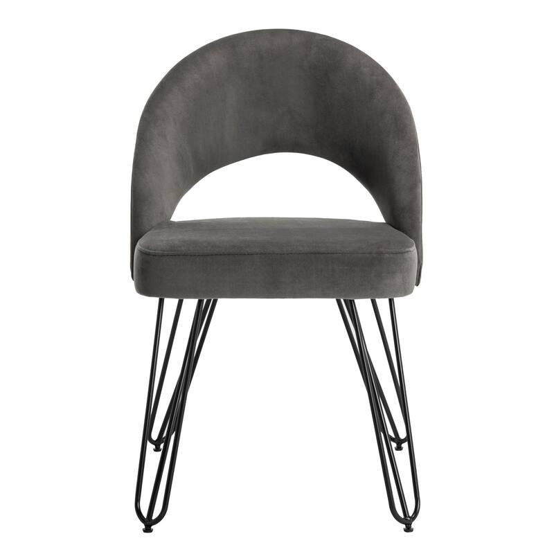 SAFAVIEH Jora Velvet Retro Dark Grey Side Chair (Set of 2) - 21.3" x 24.3" x 31.8"