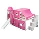 preview thumbnail 7 of 36, Playhouse Full Size Bunk Bed with Slide Pink Tent and Tower, Pink