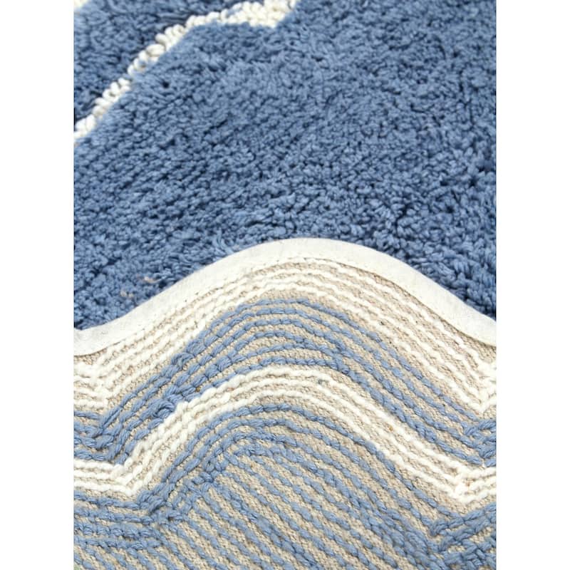 Allure Collection 100% Cotton Non-Slip Bathroom Rug Set, 3 Piece Machine Washable- Bathroom Rug, Bath Rug, U Shaped Contour