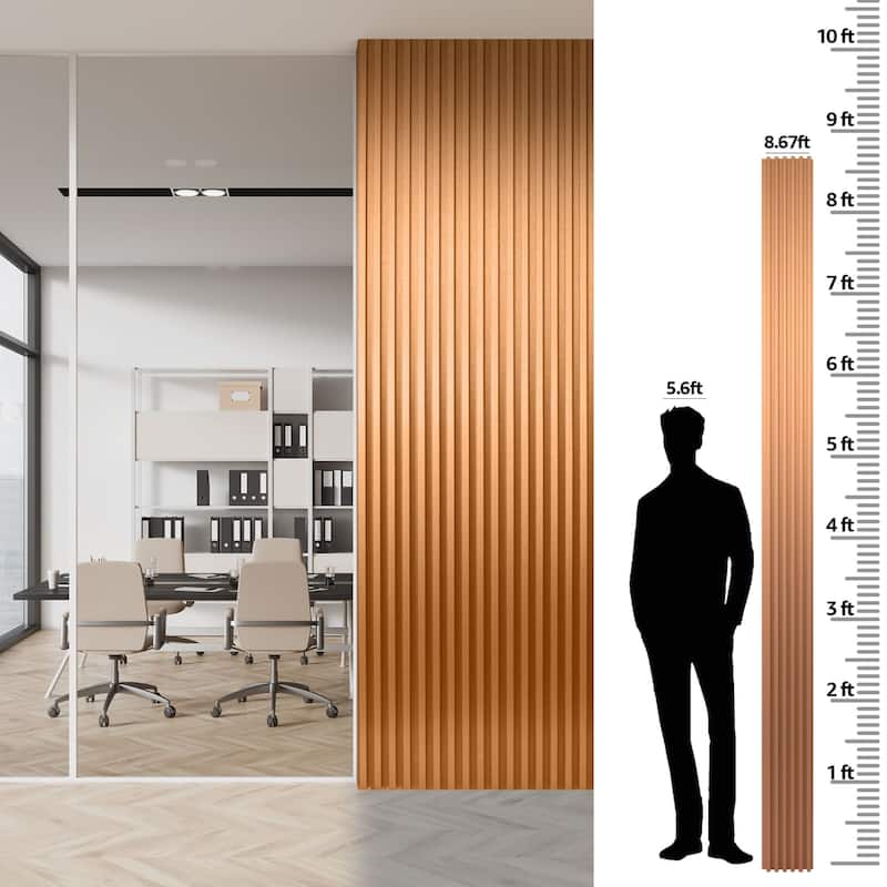 Art3d 104'' X 6.7'' Slat Wall Panel for Modern Decor, WPC Wall Paneling, Metallic Finish(Set of 8)