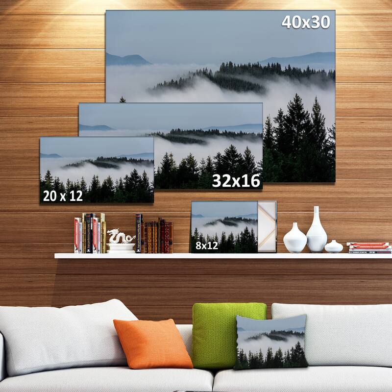 Dark Trees and Fog Over Mountains - Landscape Art Print Canvas