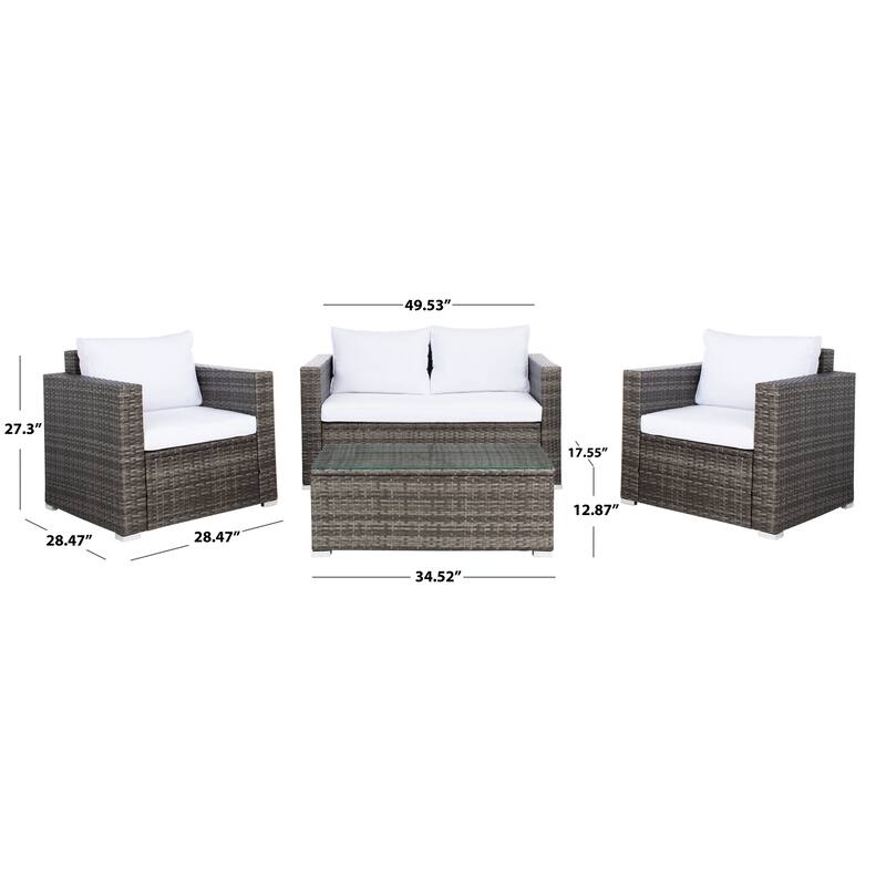 SAFAVIEH Outdoor Natalee Wicker 4-Piece Patio Set - 50W x 27D x 28H