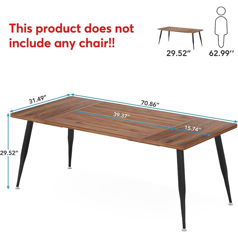 Industrial Dining Table for 6 to 8, Rectangular Kitchen Table