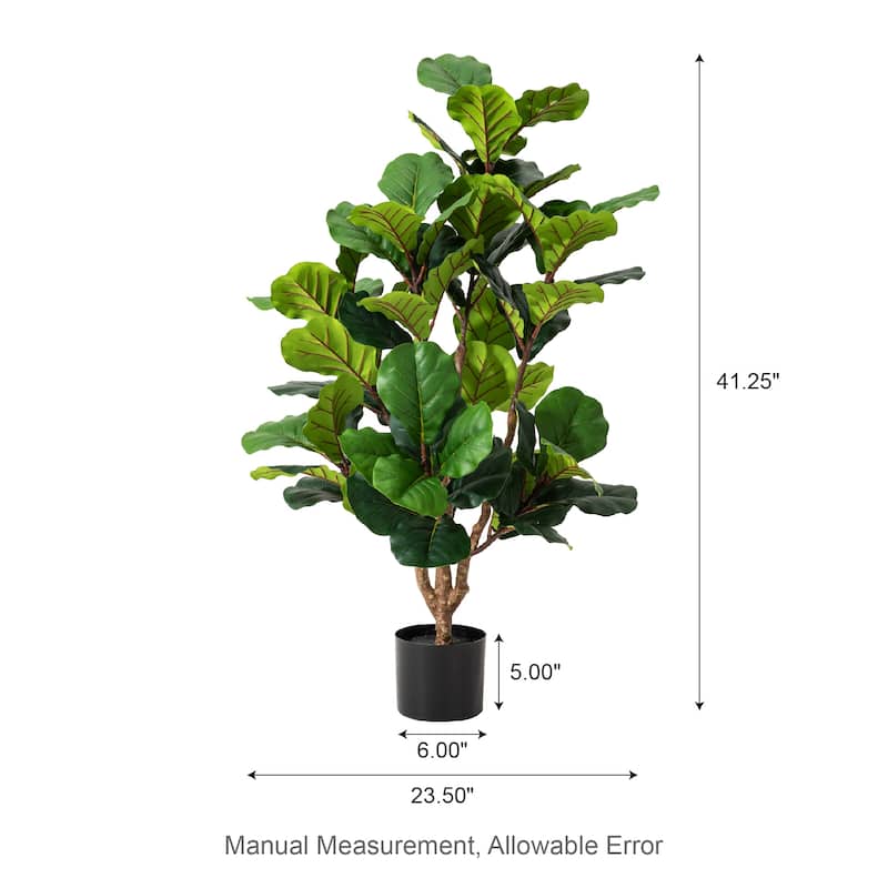 Glitzhome 3.5ft/5ft.Potted Real Touch Fiddle Leaf Fig Faux Tree