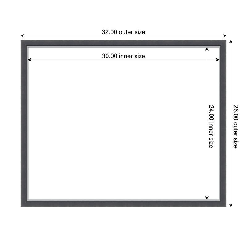 Amanti Art Eva Black Silver Thin Framed Dry Erase Magnetic Board - 32 x 26 in