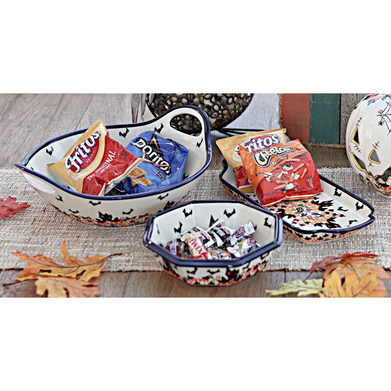 Blue Rose Polish Pottery 1347 Zaklady Deep Bowl with Handles