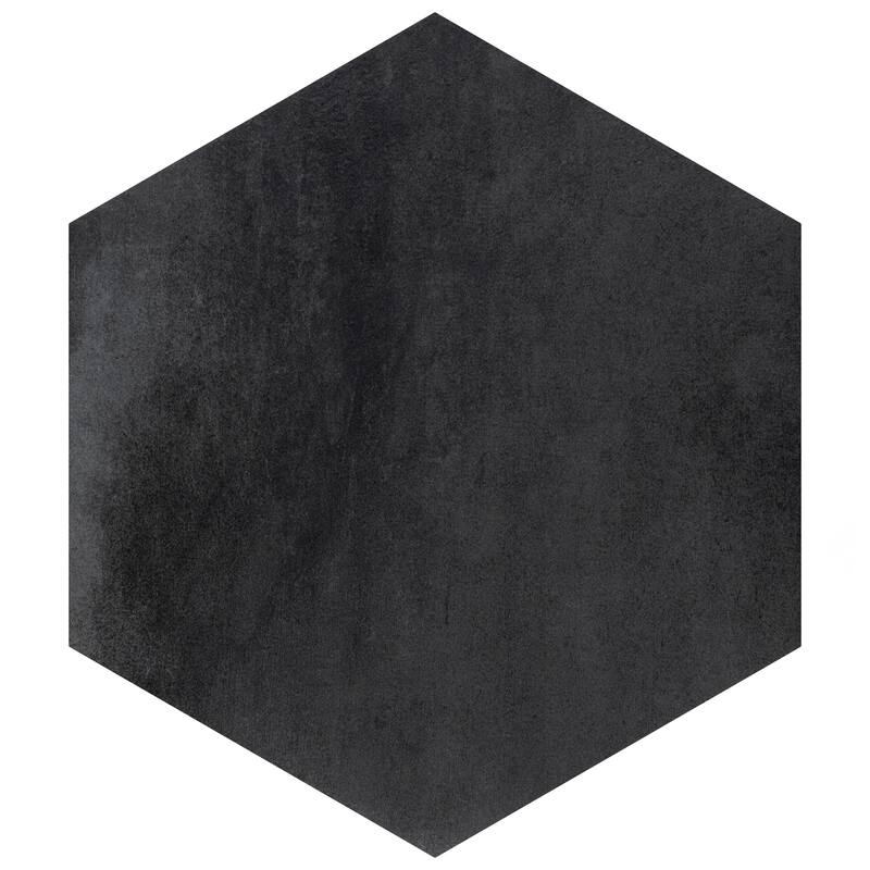 Merola Tile Industrial Hex Black 8-1/2" x 9-7/8" Porcelain Floor and Wall Tile