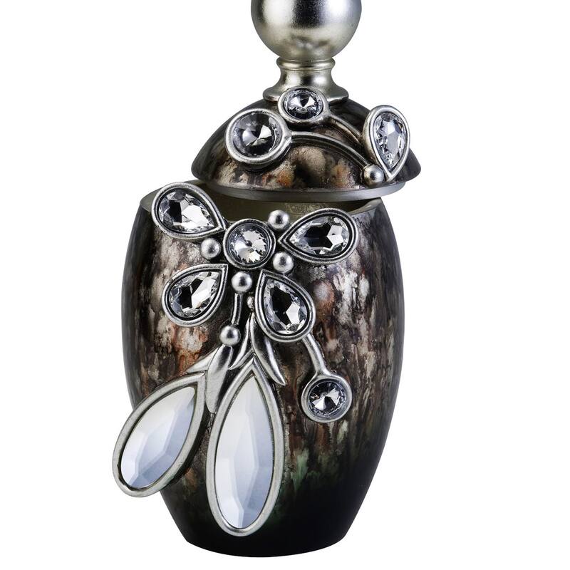 11.25" Tall Polyresin Decorative Jewelry Box "Balleria", Crystal and Glass Accent - Black