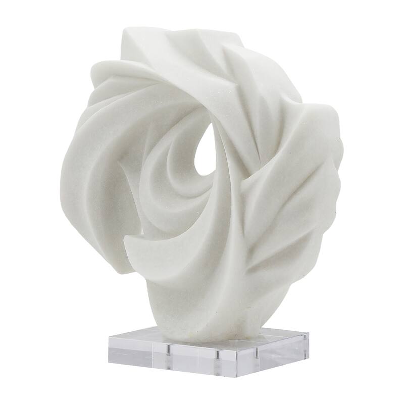 Sagebrook Home 15" Laila Statuary in White, Exquisite Resin and Acrylic Modern Sculpture for Home Decor - 14" x 6" x 15"