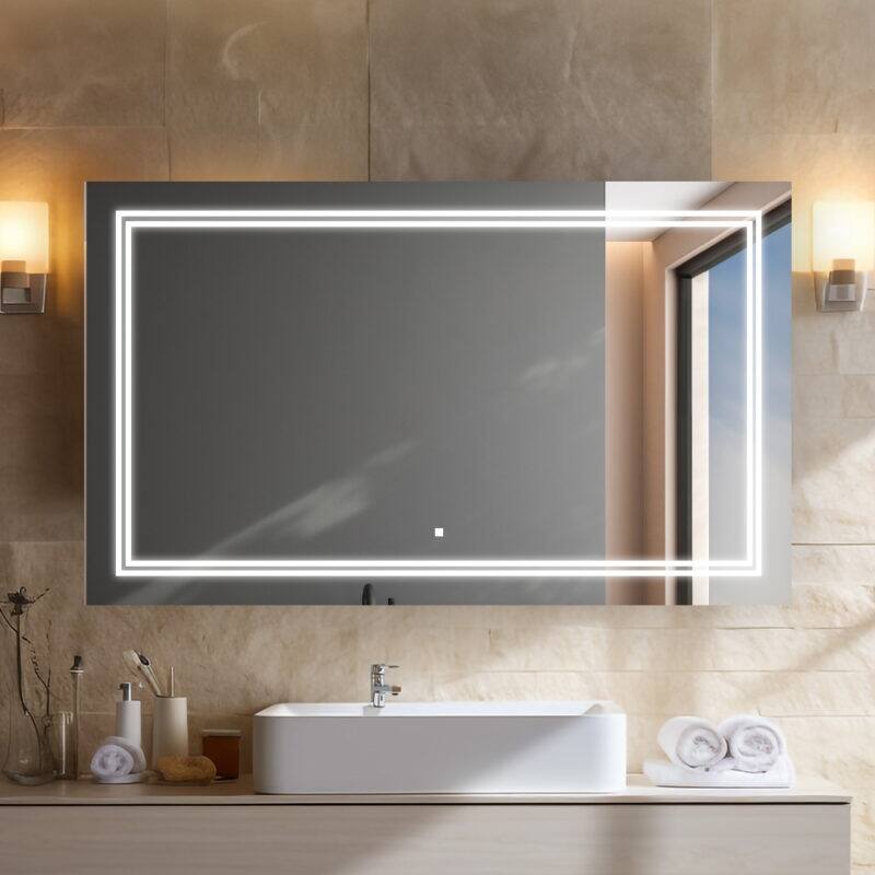 AQUADOM Soho Led Lighted Mirror for Bathroom Defogger, Backlit and Front-Lit - 60"x36"x1"