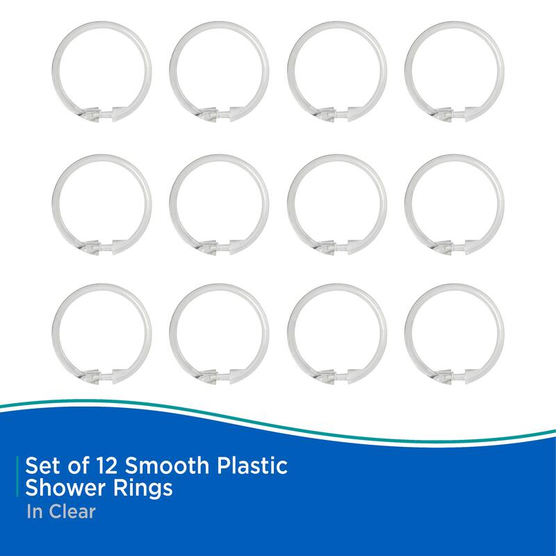 Kenney Smooth Shower Curtain Rings, Set of 12