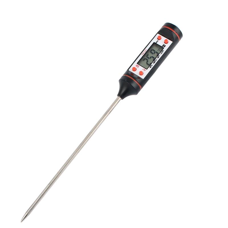 Digital Probe Thermometer Food Temp Sensor for Cooking Baking Meat - Black,Red,Silver Tone