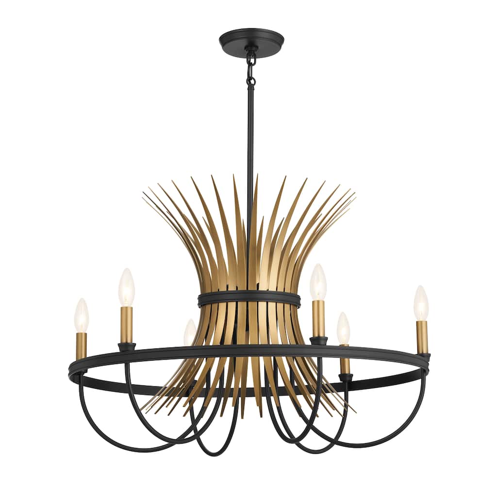 Kichler Lighting Baile 29 inch 6-Light Chandelier Natural Brass and Black
