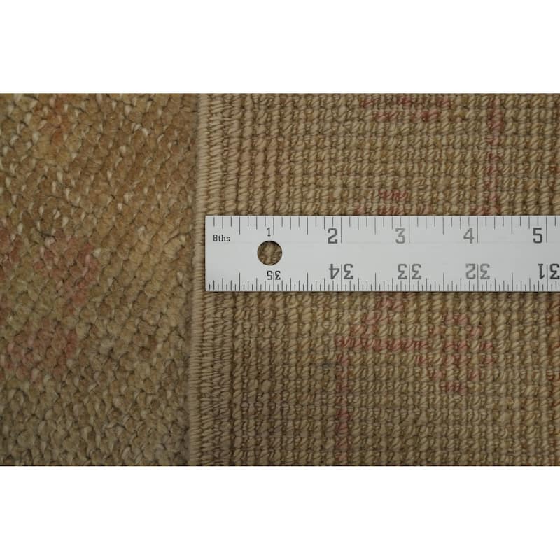 Hand Knotted Transitional Wool Carpet Brown Oushak Rug Floral Area Rug - 14' 3'' X 9' 2''