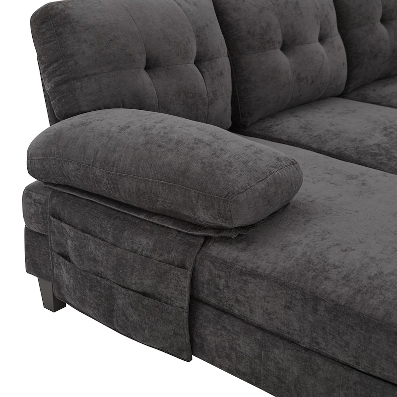 103.5" Chenille U-Shaped Sectional Sofa with Dual Chaise Lounges and Storage Pockets