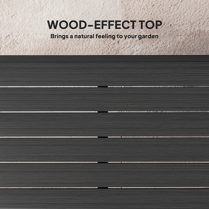 Outsunny Patio Dining Table for 4, Rectangular Aluminum Outdoor Table for Garden Lawn Backyard, Black