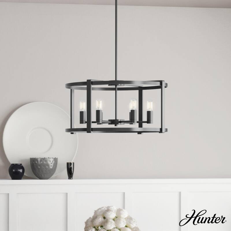 Hunter Astwood 26" 6 Light Chandelier, Dining Room, Kitchen, Cage - Art-Deco, Transitional, Contemporary - Matte Black