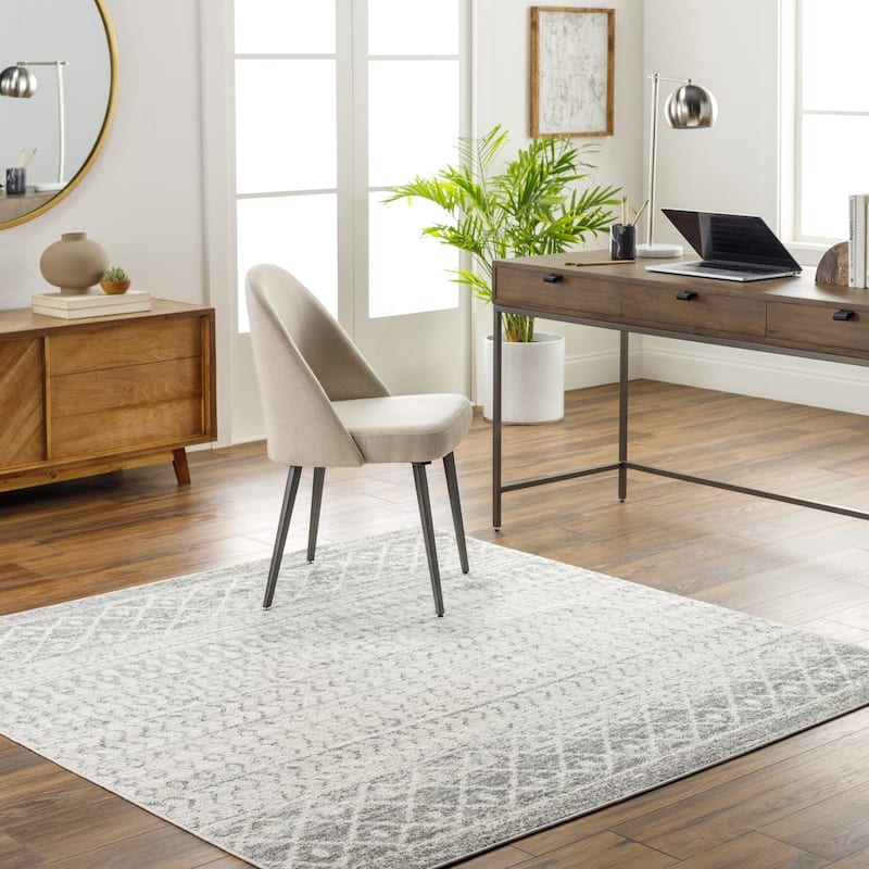 Livabliss Elaziz Moroccan Geometric Area Rug - Grey - 5' x 5' Square