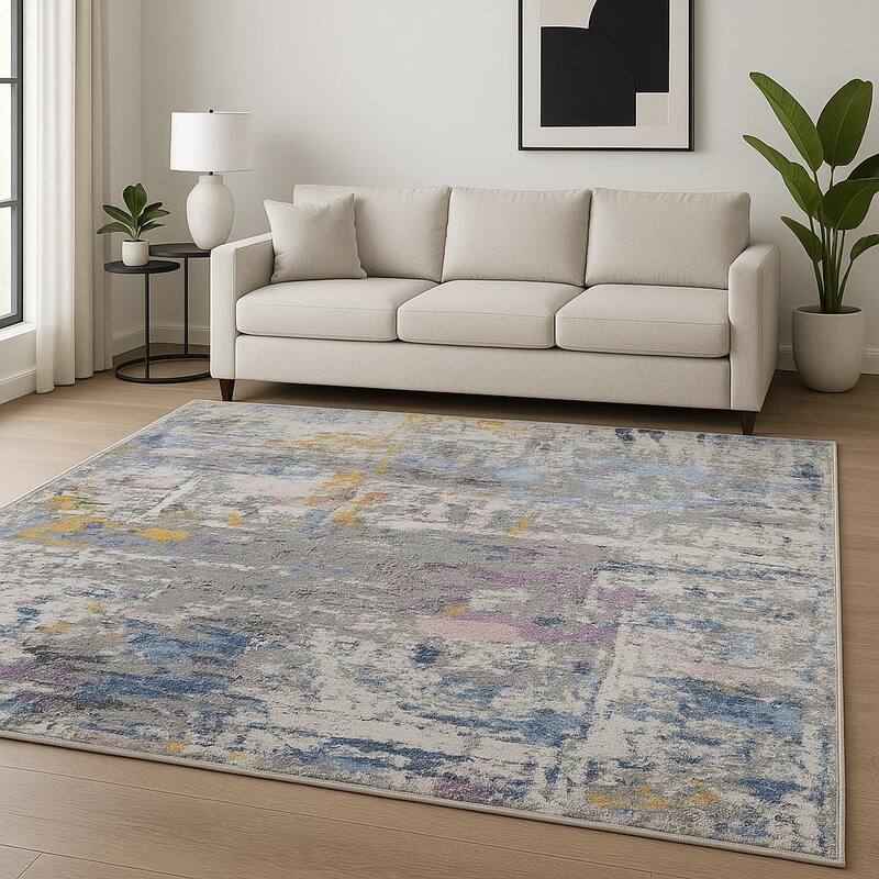 HomeRoots Abstract Contemporary Rectangle Area Rug - 120.00 in. x 96.00 in. x 0.25 in. - 120.00 in. x 96.00 in.  x 0.25 in.