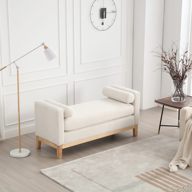 Elegant Upholstered Bench,with Wood Legs