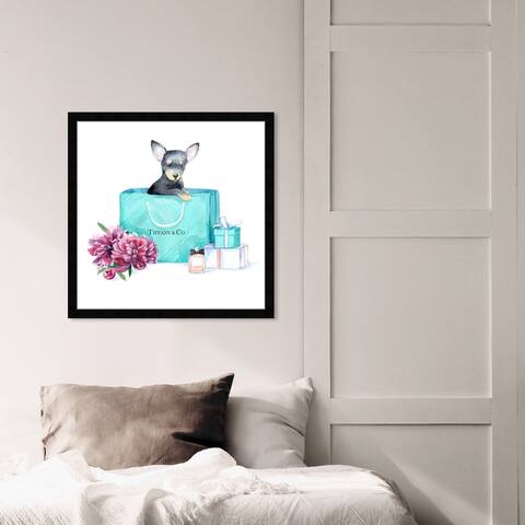 Oliver Gal 'acqua chic chihuahua' Animals Wall Art Framed Print Dogs and Puppies - Gray, Blue