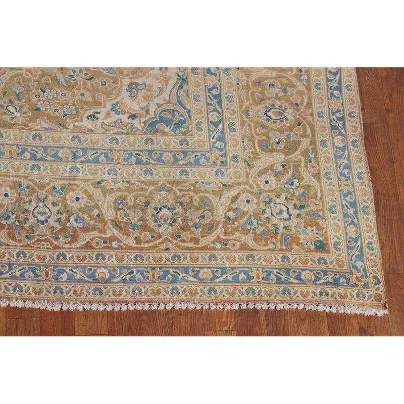 Traditional Mashad Persian Vintage Area Rug Handmade Wool Carpet - 8'1" x 11'5"
