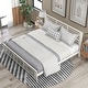 preview thumbnail 13 of 16, King Size Platform Bed with Horizontal Strip Hollow Shape and Head&Foot Board