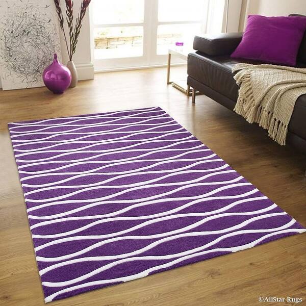 Shop Allstar Rugs Purple Hand Made Modern Transitional Linear Design Area Rug With Dimensional Hand Carving Highlights 7 X 10 2 Overstock 11454920