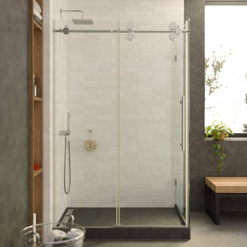 Fine Fixtures Frameless Shower Enclosure Sliding Shower Glass Door - Tempered Glass
