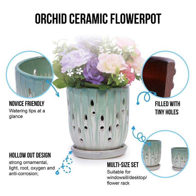 Handmade Planter, Ventilated Design, Saucers for Succulents and Herbs