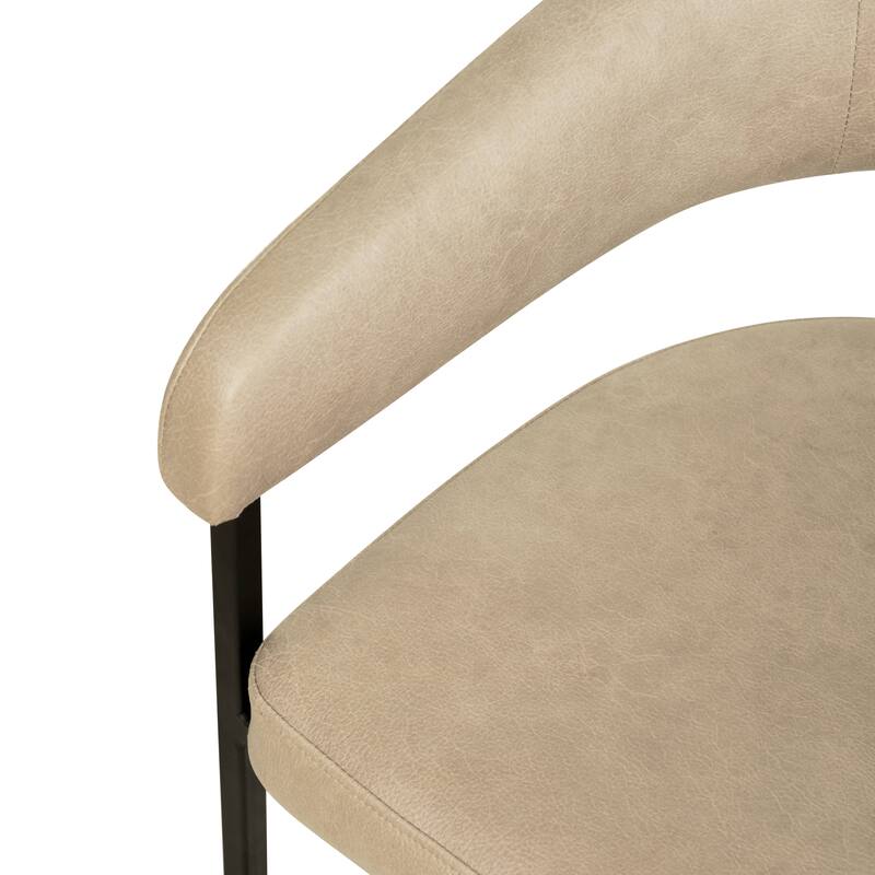 LeisureMod Set of 4 Aero Upholstered Leather Dining Side Chair - Contemporary Arm Chair with Black Iron Frame