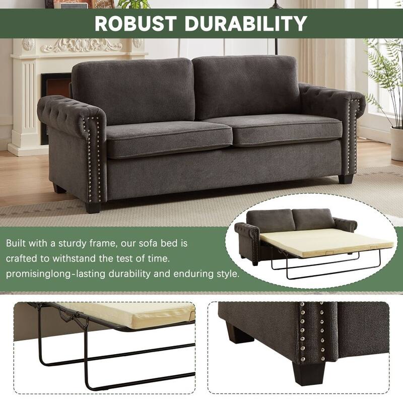 83.8" Convertible 2-in-1 Pullout Polyester Sleeper Sofa Bed