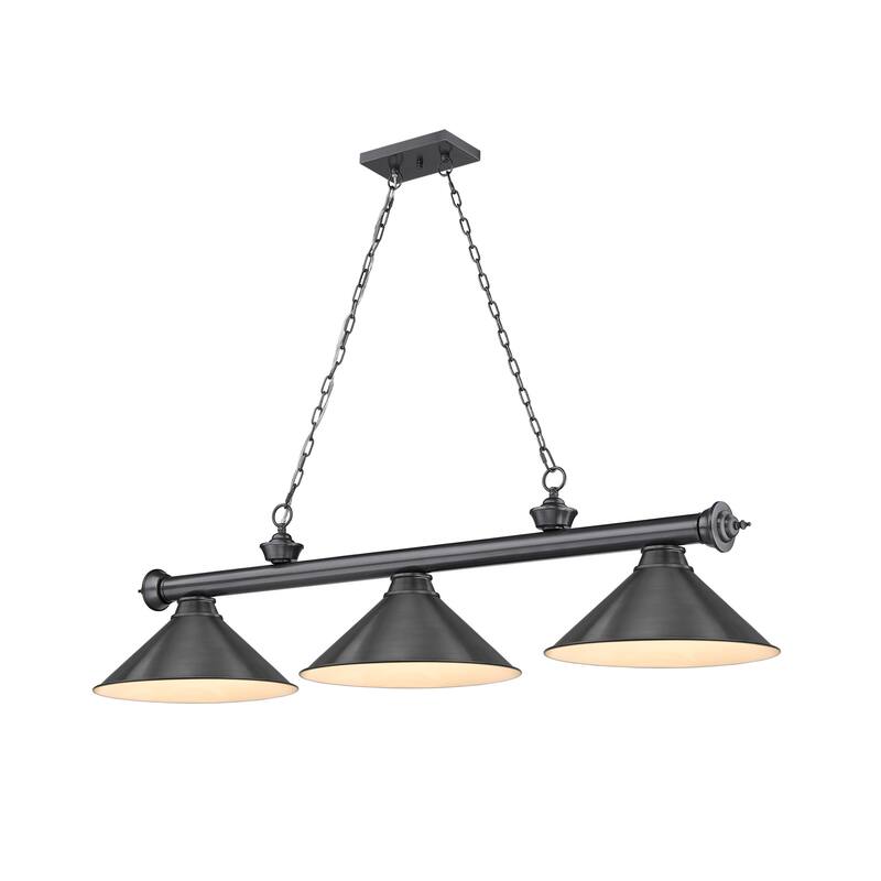 Z-Lite 2306-3-BP15 Cordon 3 Light 14" Wide Billiard Chandelier with - Bronze Plated / Bronze Plated