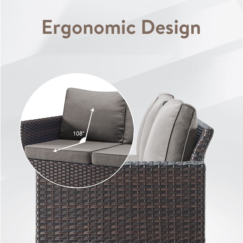 Gymojoy 5 Person All-Weather Wicker Outdoor Patio Sofa Set With Cushions
