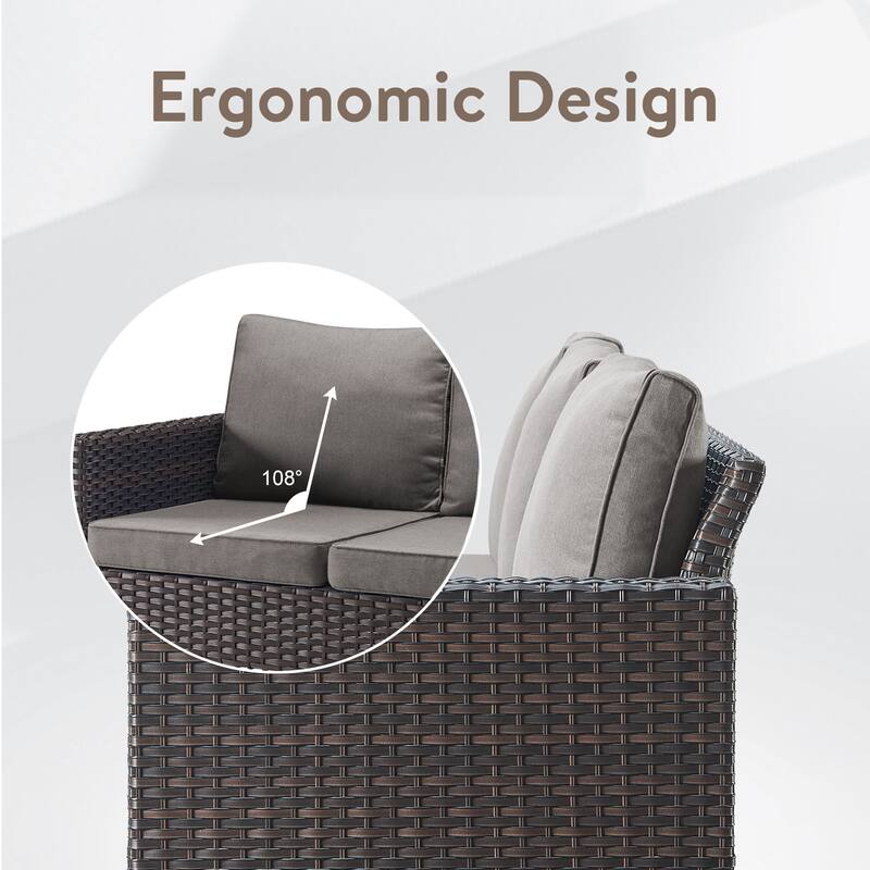 Gymojoy 7 Person All-Weather Wicker Outdoor Conversation Set Seating Group With lounge Chairs And Coffee Table