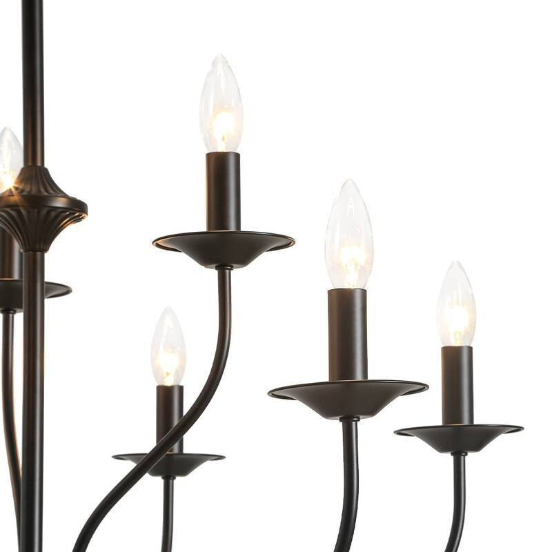 Retro 9-Light Dimmable Candle-style Metal chandelier - 30.5in