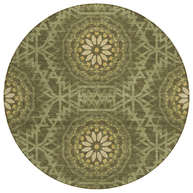HomeRoots Floral Medallion Transitional Rectangle Outdoor Rug