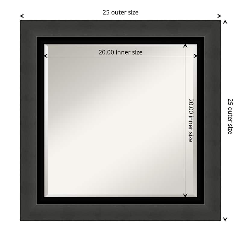 Beveled Bathroom Wall Mirror - Tuxedo Black Frame - Tuxedo Black - Outer Size: 25 x 25 in
