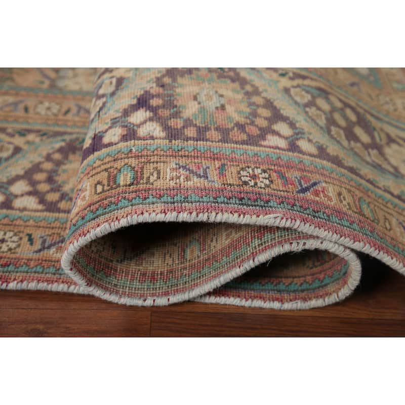 Geometric Tabriz Persian Vintage Area Rug Hand-knotted Wool Carpet - 6'8" x 9'4"