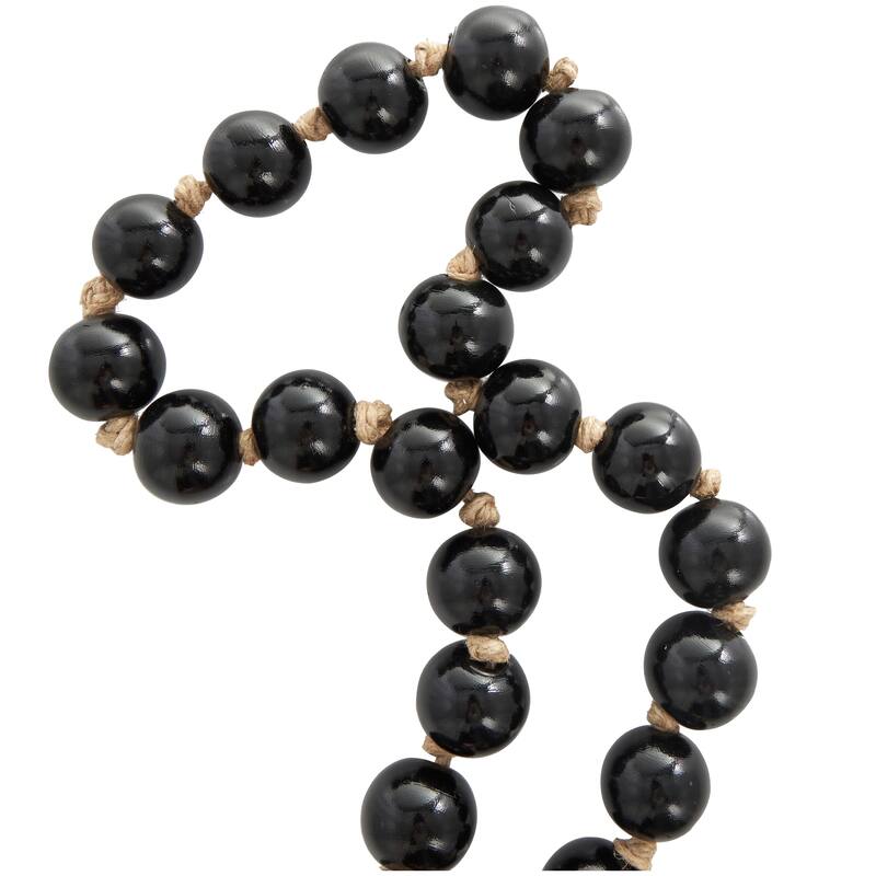 Glass Handmade Round Frosted Beaded Garland with Tassel with Knotted Brown Jute