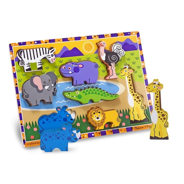 slide 2 of 4, Melissa & Doug Safari Chunky Puzzle, 9" x 12", 8 Pieces - Multi Multi - STEM - Kids