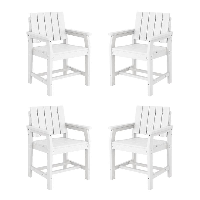 Plastic HDPE Patio Dining Chair with 19.69in Wide Seat Set of 4 - N/A - White