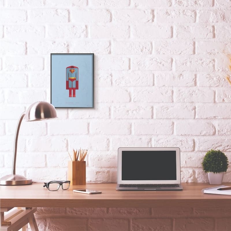 Stupell Superman Famous People Characters Fashion Design Black Framed Wall Art, Design By Artist Fred Birchal